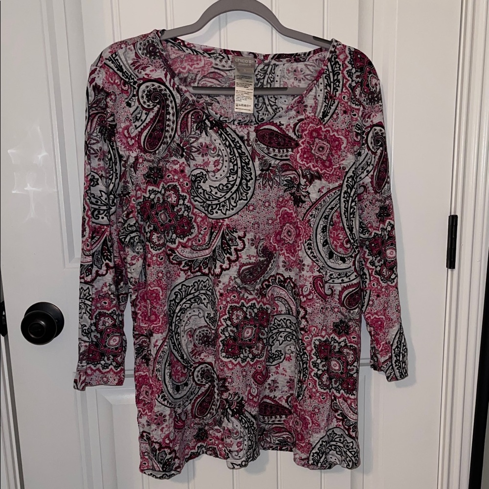 Chico's Pink and Black Paisley Blouse